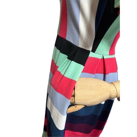 Lularoe Amelia Unicorn Colorful Stripes Color Block Size M Rare Pleated Pockets - Picture 10 of 13